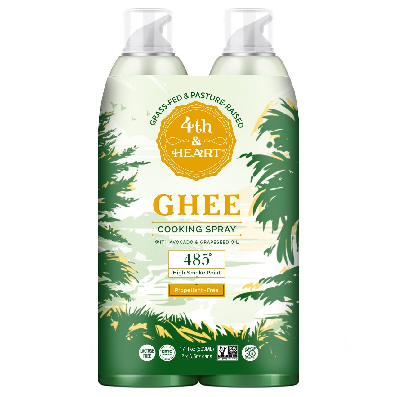4th & Heart Ghee Cooking Spray, 2 Pack, 8.5 Ounces Each - Image 1