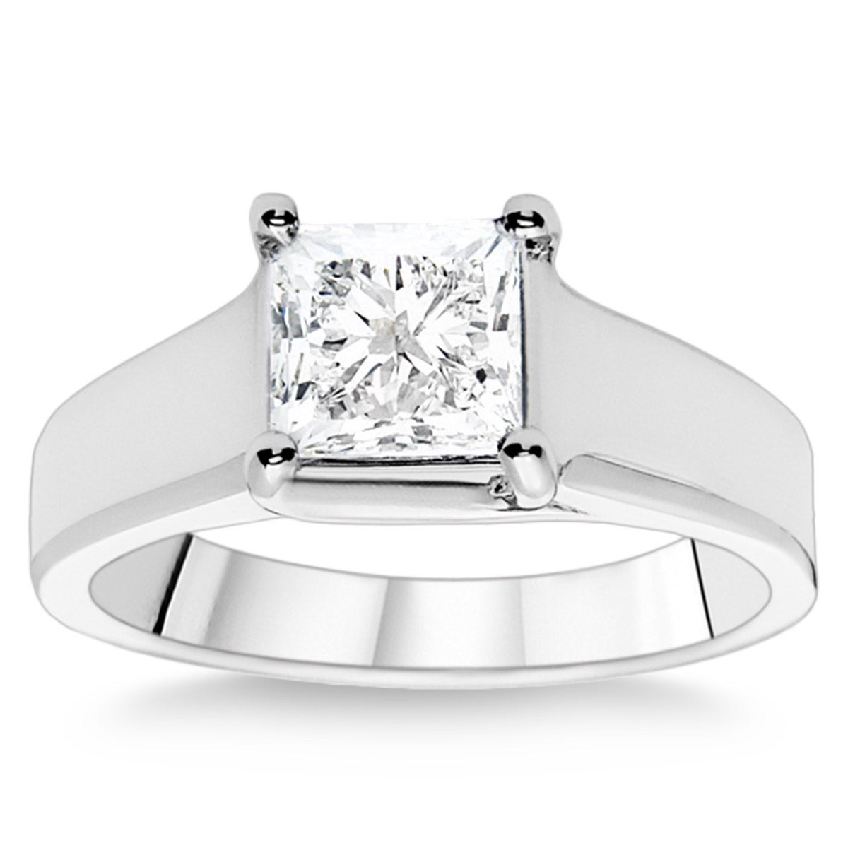 1.50 CT Princess Cut Platinum Solitaire Ring VS2 I Color - Image 1