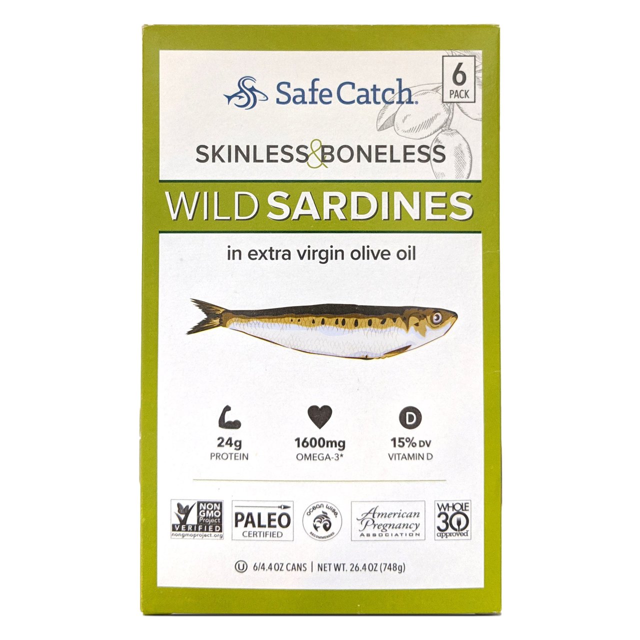 Safe Catch Sardines 6-Pack, 4.4 Ounces Each - Image 1