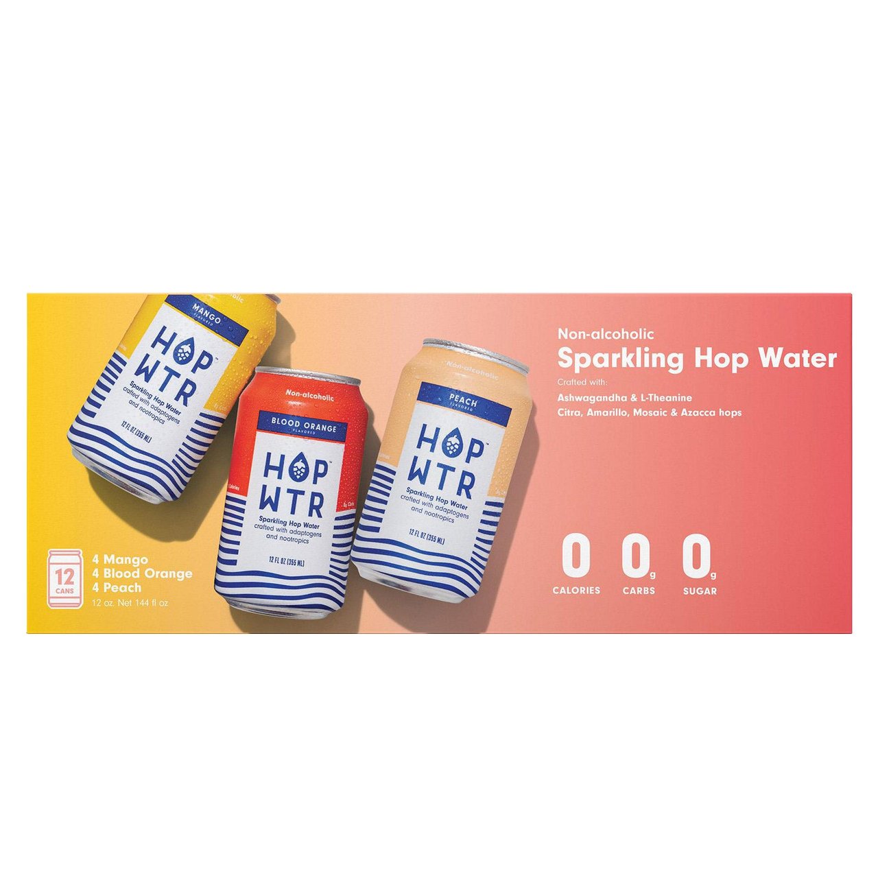HOP WTR Sparkling Hop Water Variety Pack, 12 x 12 oz Cans - Image 1