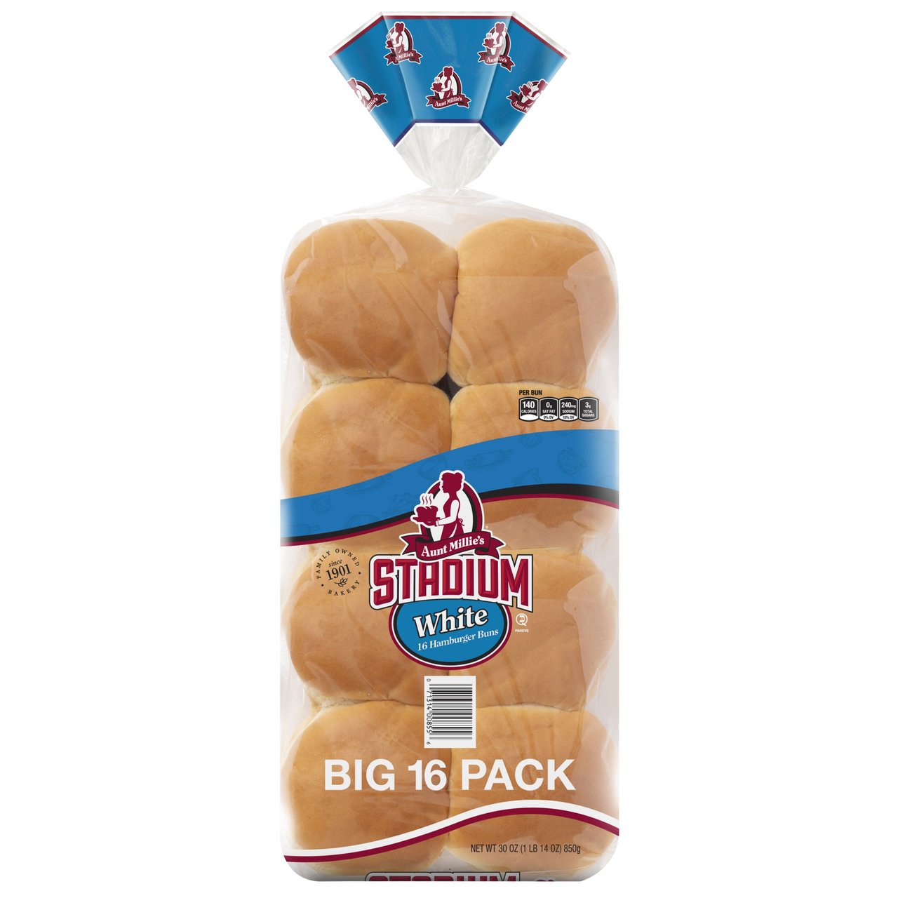 Aunt Millie's Stadium White Hamburger Buns, 16 Count Package - Image 1
