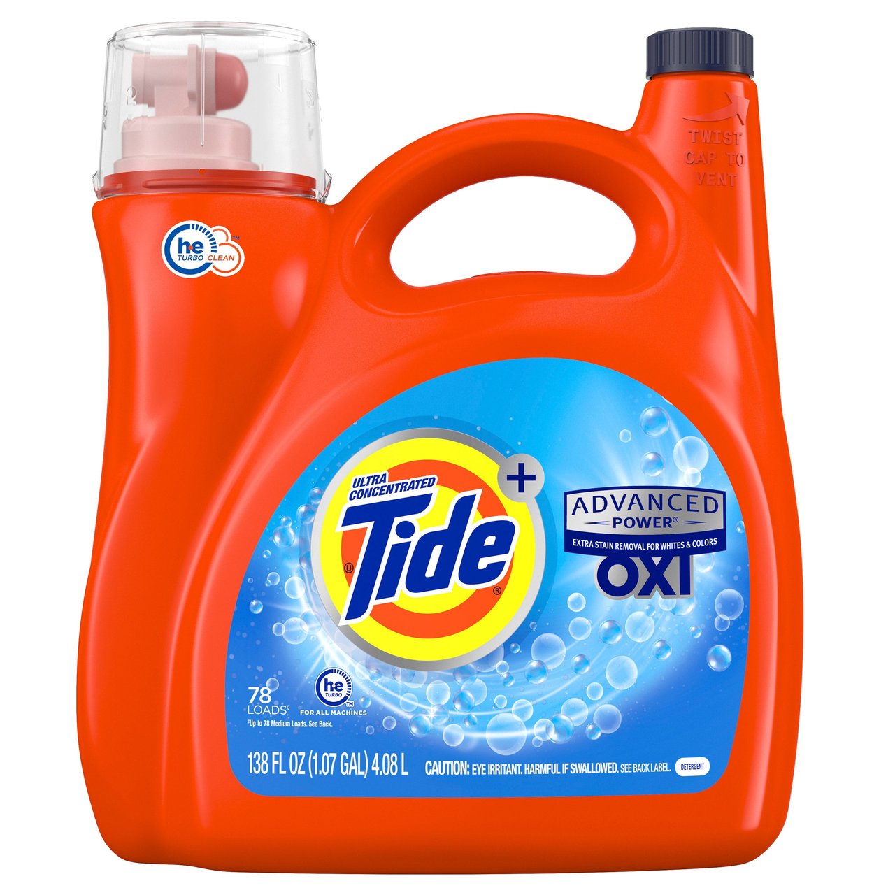 Tide Advanced Power with Oxi Liquid Laundry Detergent, Original, 78 Loads, 138 fl oz - Image 1