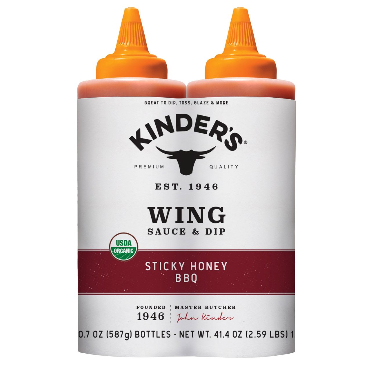Kinder's Organic Sticky Honey BBQ 2/20.7 Ounce Bottles - Image 1