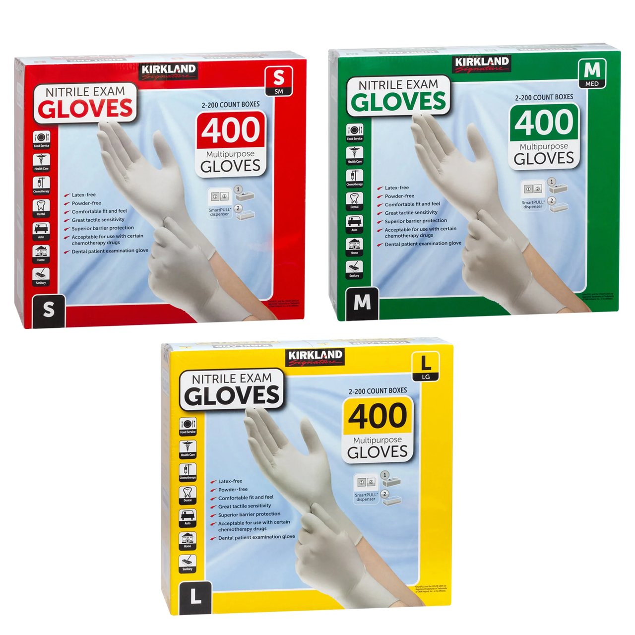 Kirkland Signature Nitrile Exam Gloves, Medium, 2/200 CT - Image 1