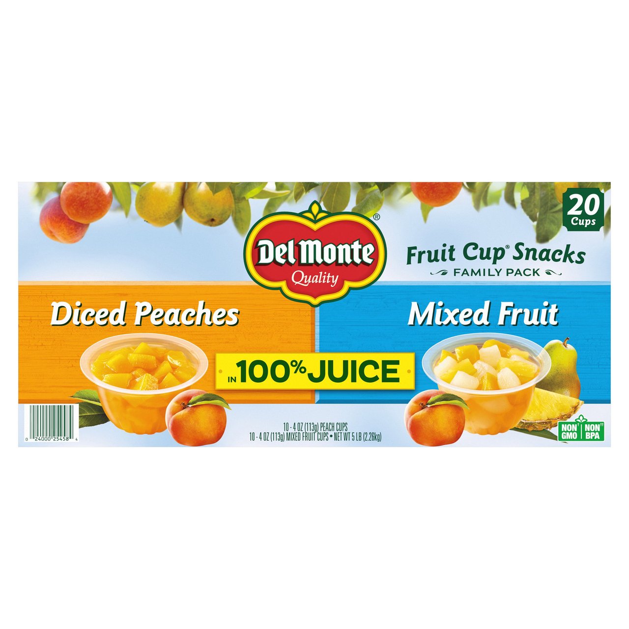 Del Monte Fruit Cup Snacks, 20 Count, 4 oz Cups