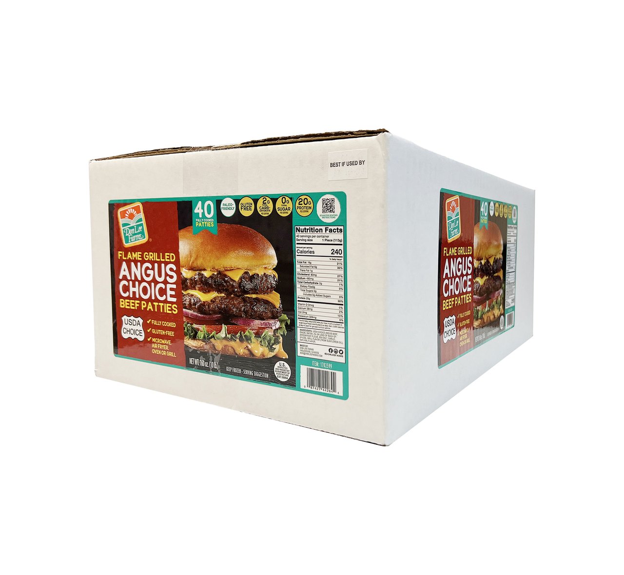 Don Lee Farms Flame Grilled Angus Choice Beef Patties, 40 ct / 4 oz - Image 1