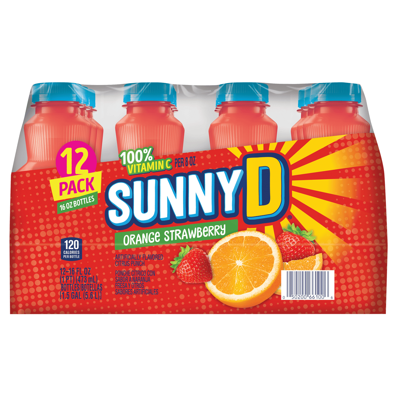 SunnyD Orange Strawberry, 12 Count / 16 fl oz Bottles - Image 1