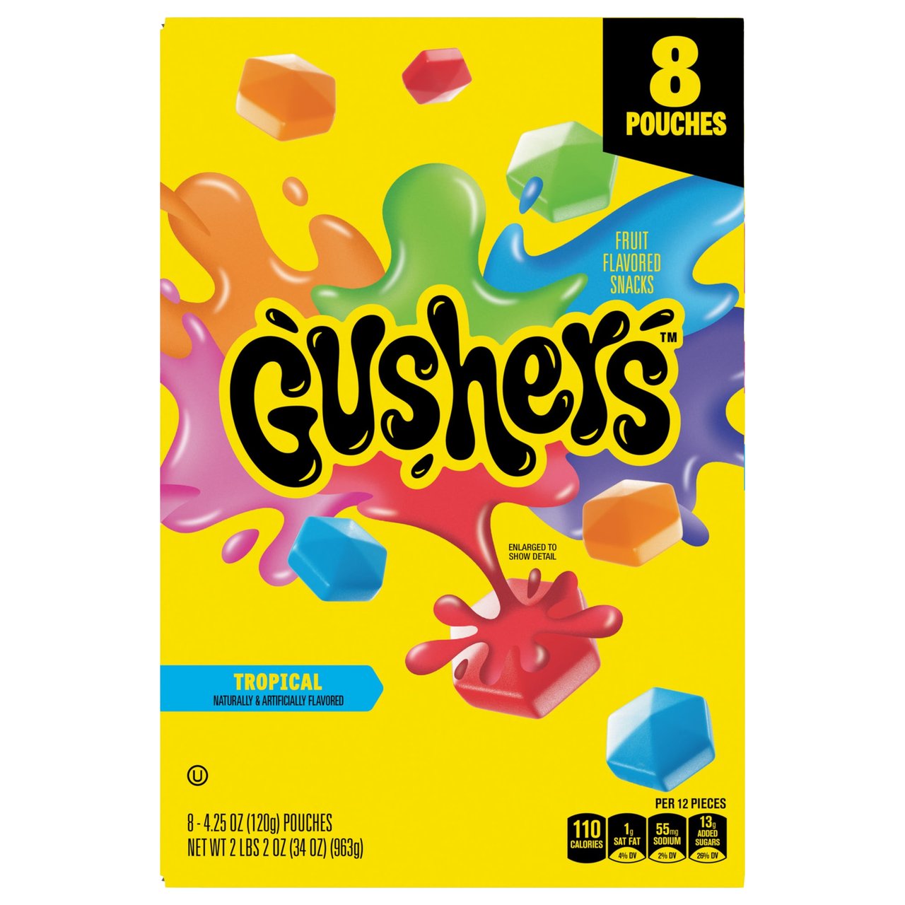 General Mills Gushers Tropical Fruit Flavored Snacks 8 Pack, 4.25 oz Each - Image 1