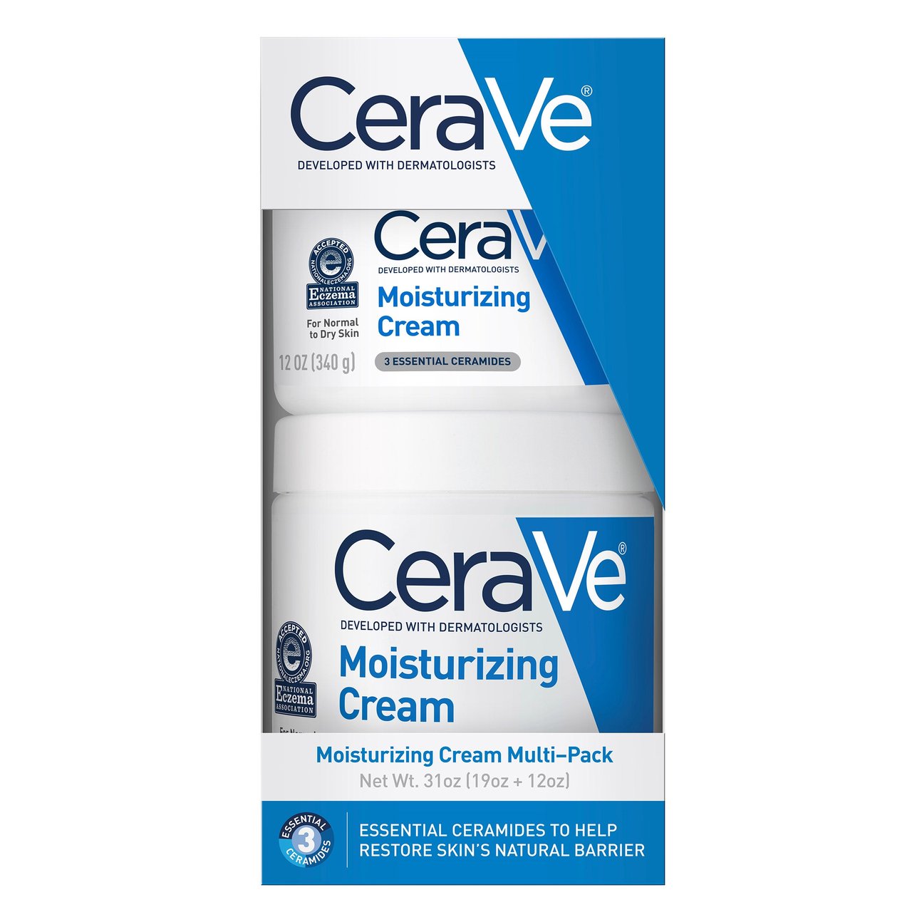 CeraVe Moisturizing Cream Multi-Pack, 19 oz + 12 oz