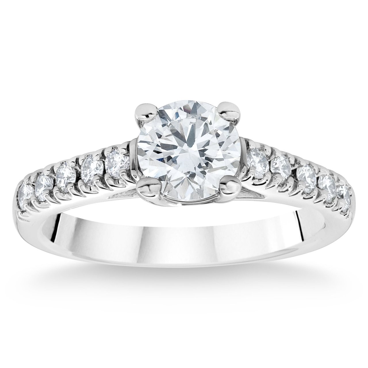 1.28 CTW Round Diamond Platinum Wedding Ring, 1.01 CT Center, VS2, "E" Color - Image 1