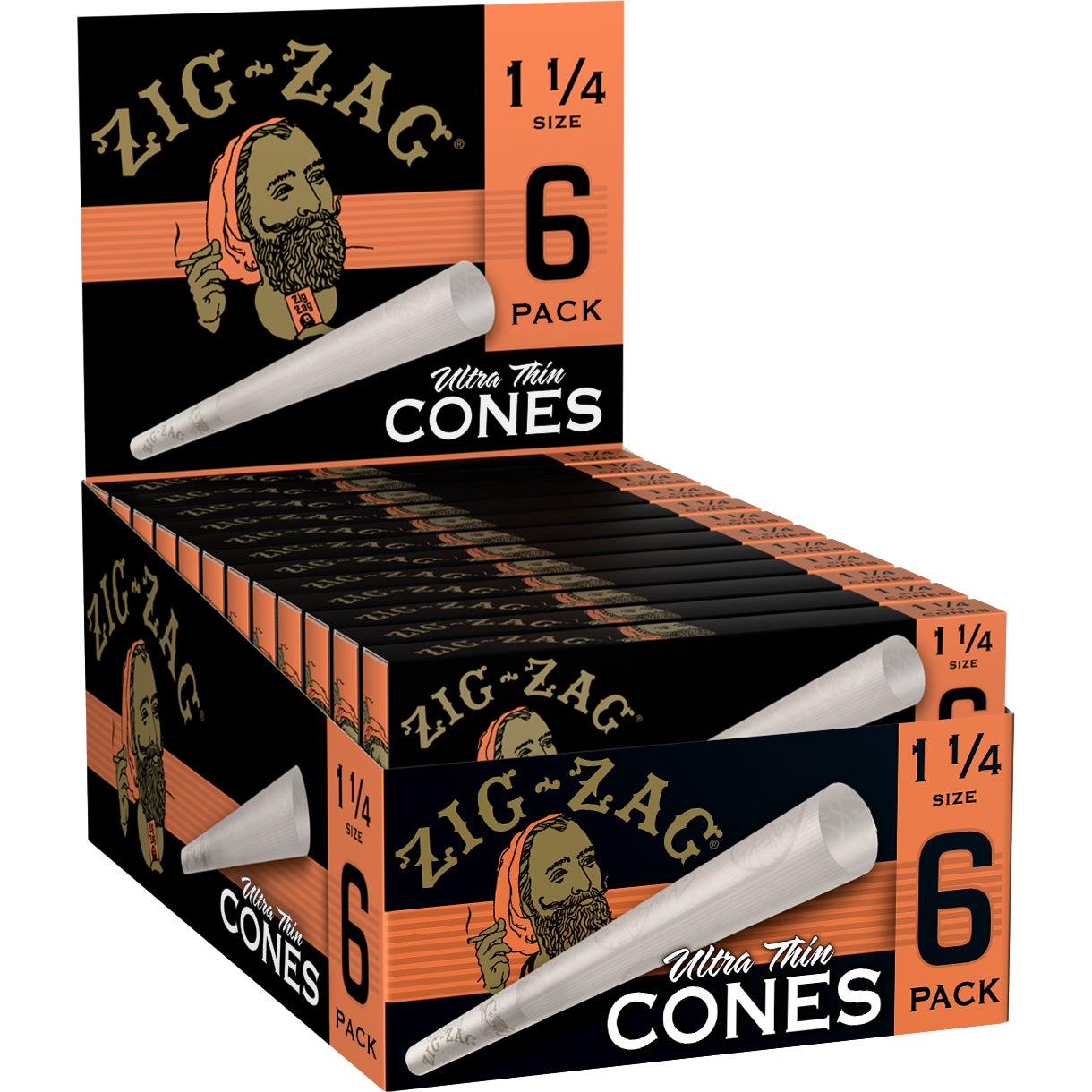 Zig-Zag 1.25" Pre-Rolled Paper Cones, 6 Count, 24-Box Carton - Image 1