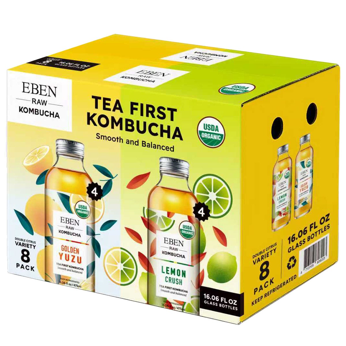 EBEN Organic Kombucha Variety Pack, 8 Pack, 16.06 fl oz