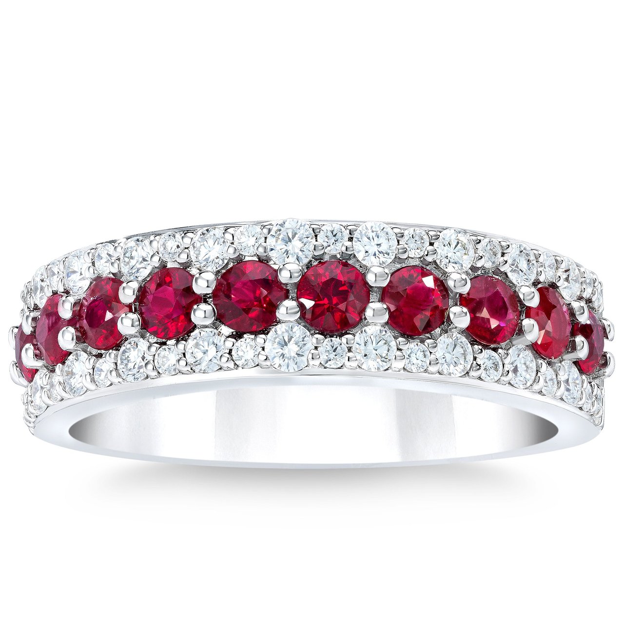 14kt White Gold VS2 I 0.45ctw Diamond and Ruby Ring Size 7 - Image 1