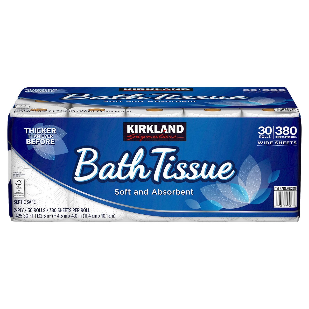 Kirkland Signature Bath Tissue 1,425 sqft 30 Rolls 380 Sheets - Image 1