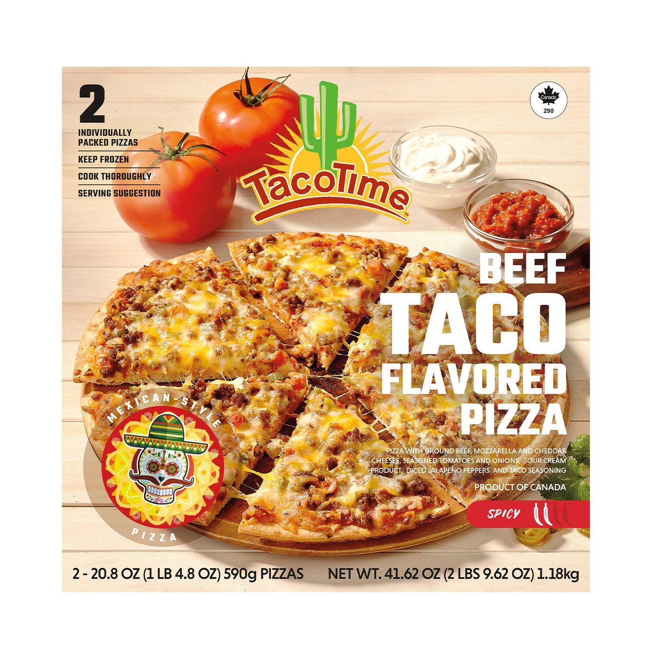 TacoTime Beef Taco Pizza, 2 Count Box - Image 1
