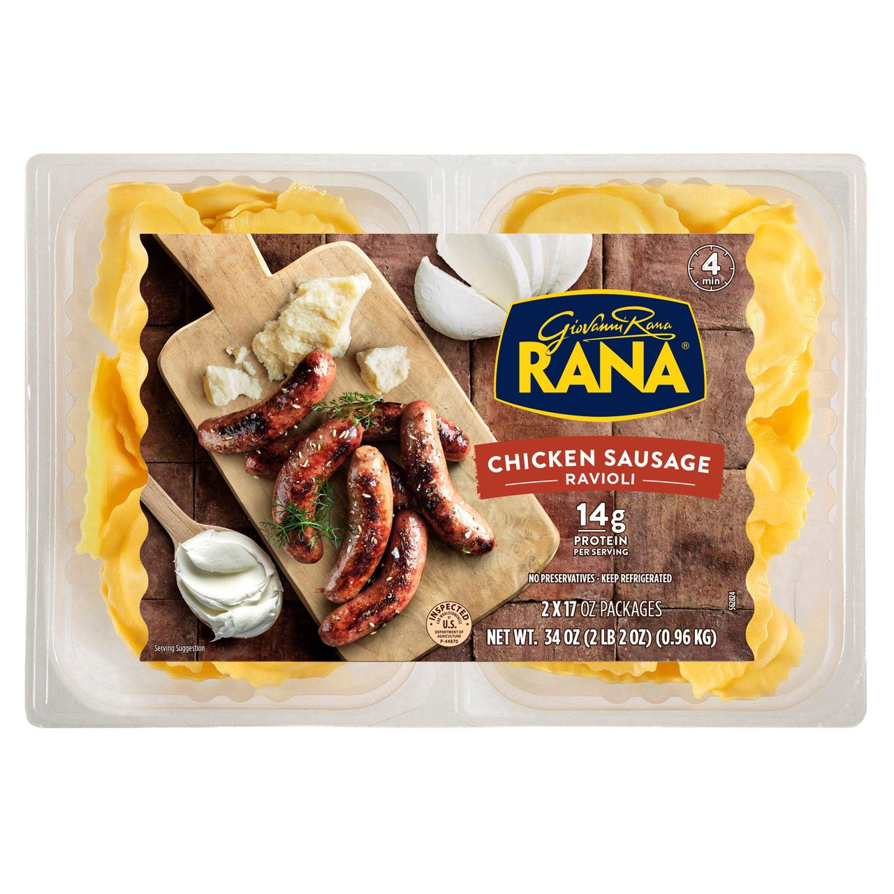 Giovanni Rana Chicken Sausage Ravioli, 2 x 17 oz Packages - Image 1