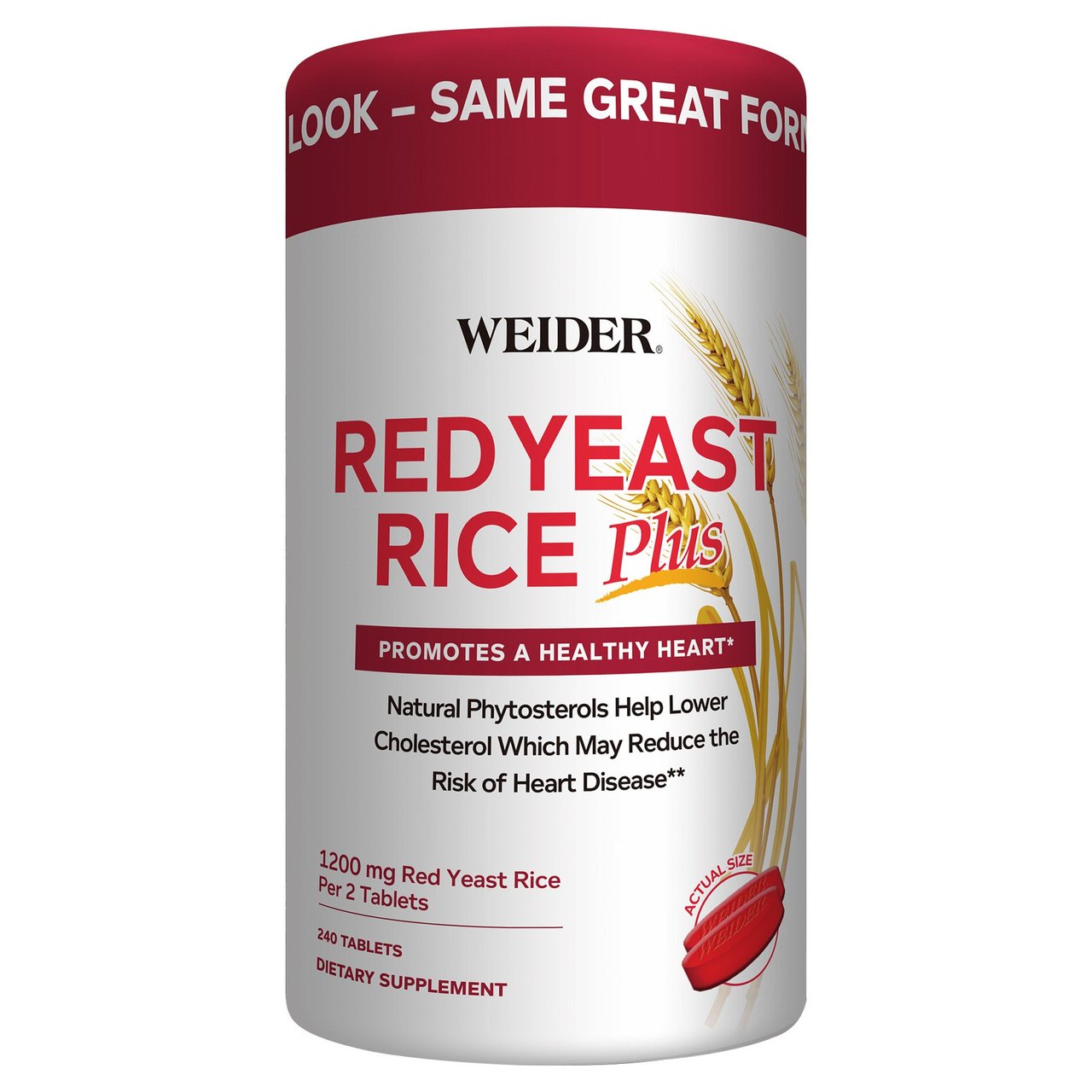 Weider Red Yeast Rice Plus 1200mg, 240 Tablets - Image 1