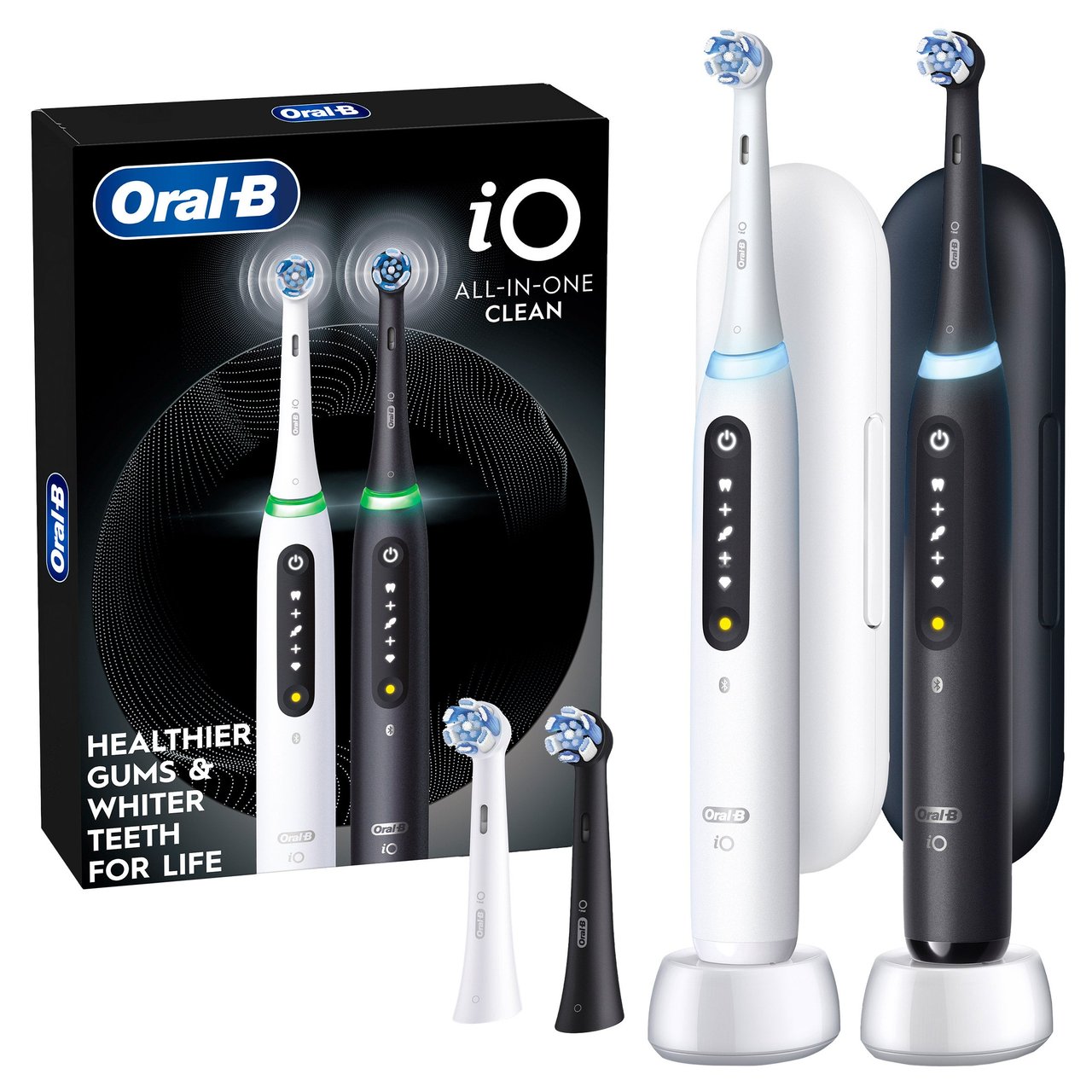 Oral-B iO All-in-One Clean Rechargeable Electric Toothbrush Handles 2-Pack - Image 1