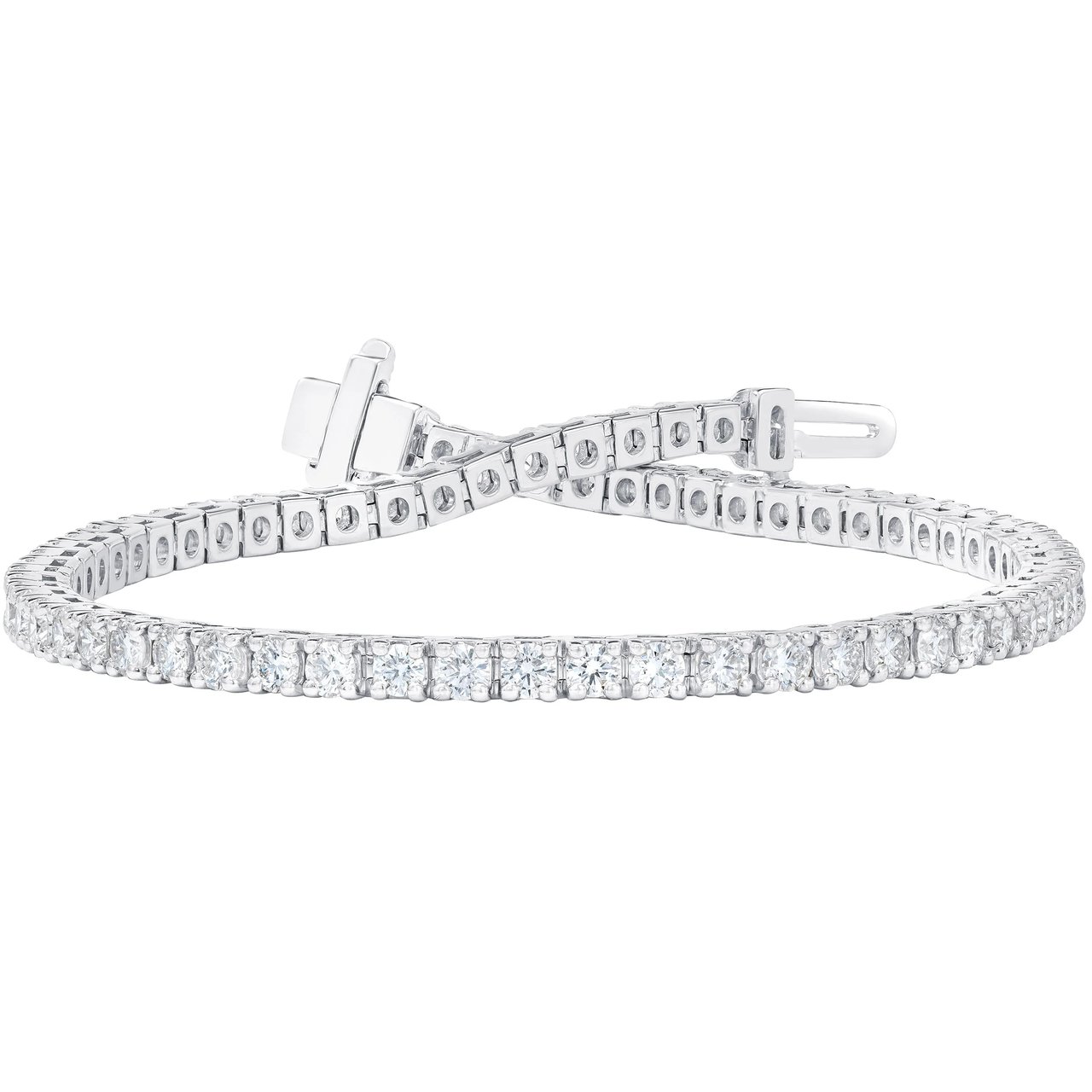 14kt White Gold VS2 G 3.00ctw Round Diamond Tennis Bracelet - Image 1