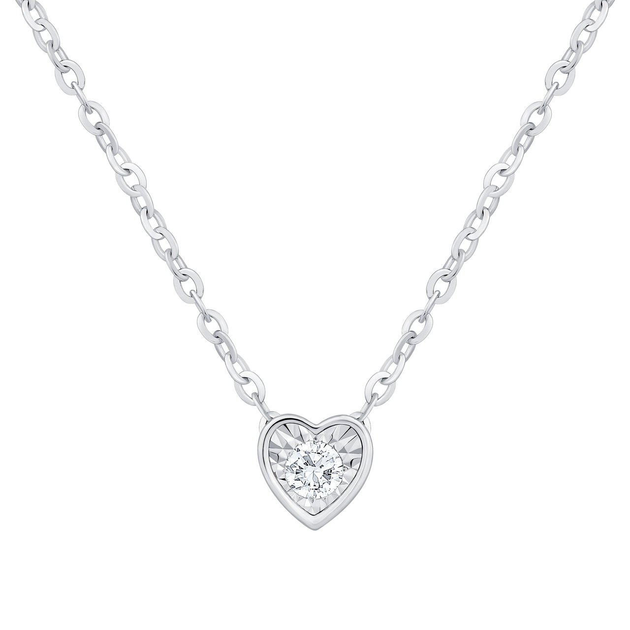 14kt White Gold VS2 I 0.14 ctw Round Diamond Heart Pendant - Image 1