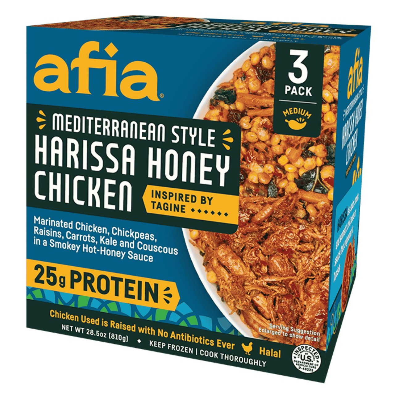 Afia Harissa Honey Chicken Entrees, 3 x 9.5 oz - Image 1