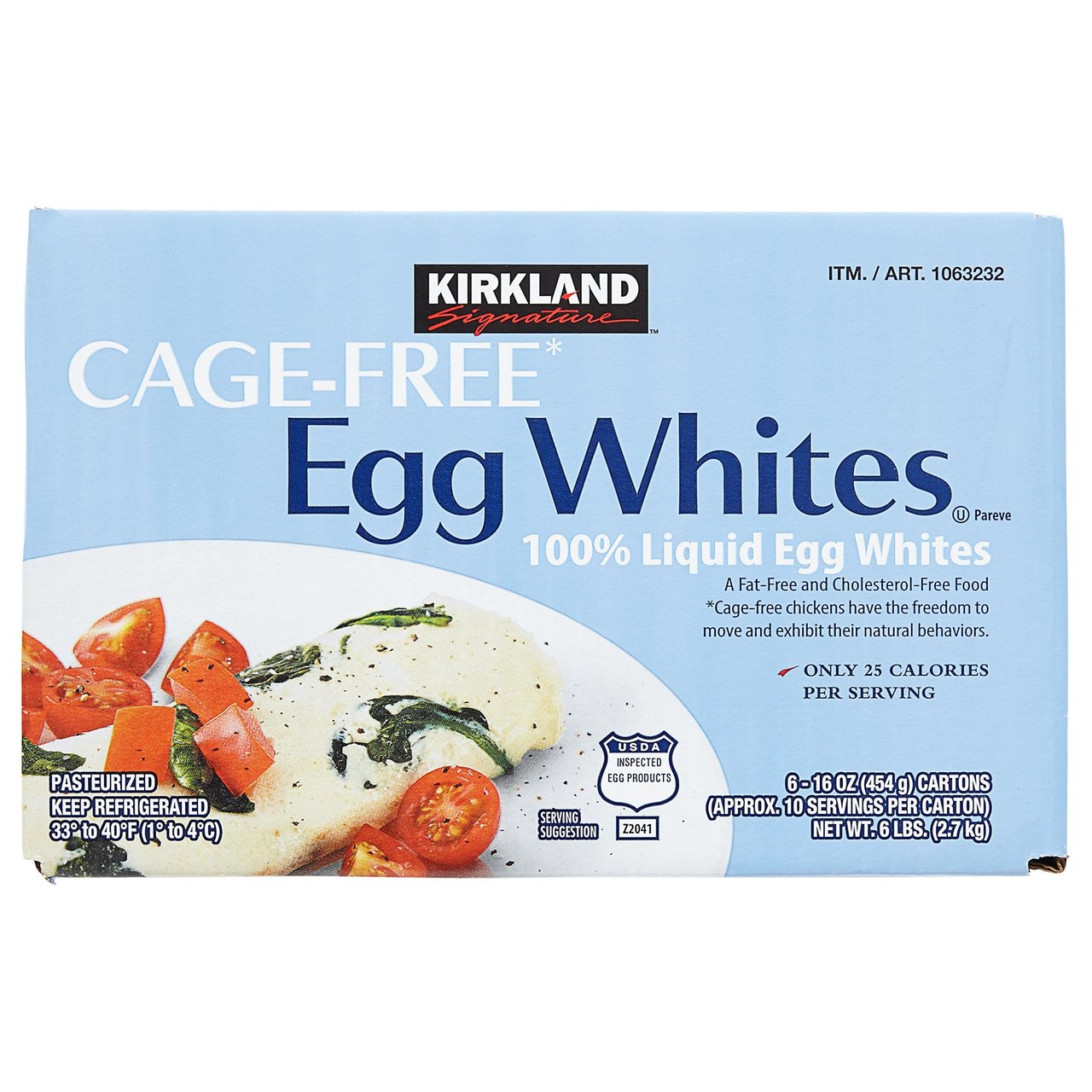 Kirkland Signature Cage Free Egg Whites 6/16 oz - Image 1