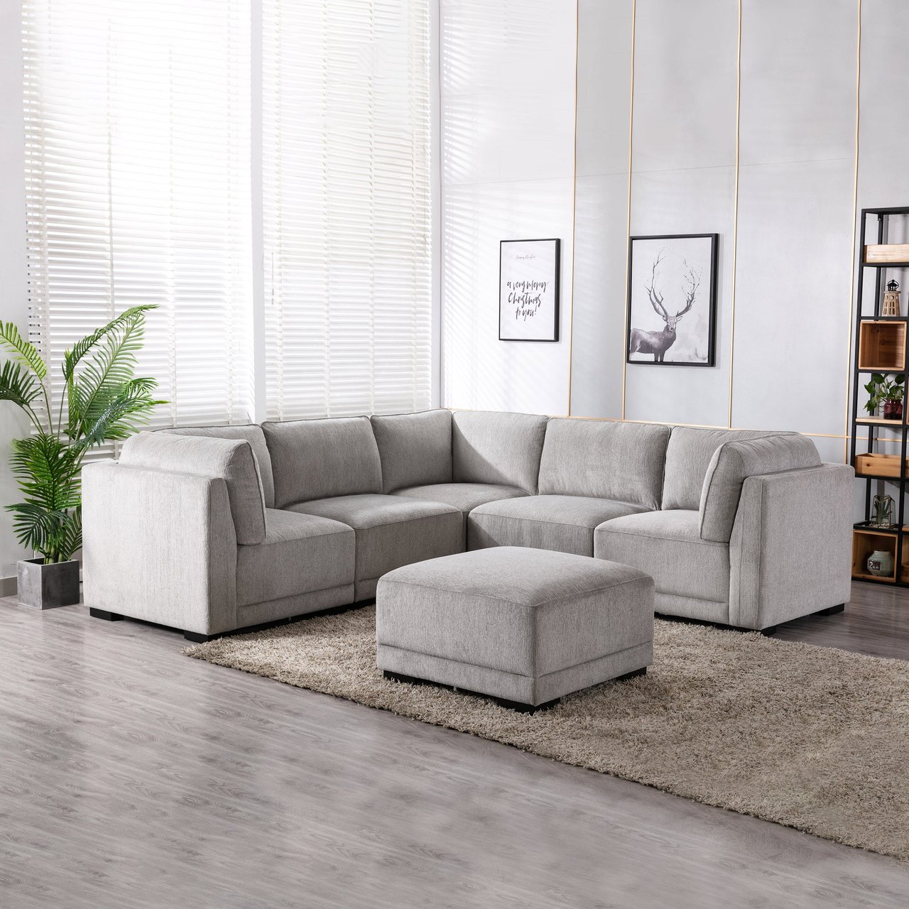 Belize 6 Piece Fabric Modular Sectional with Ottoman - Image 1