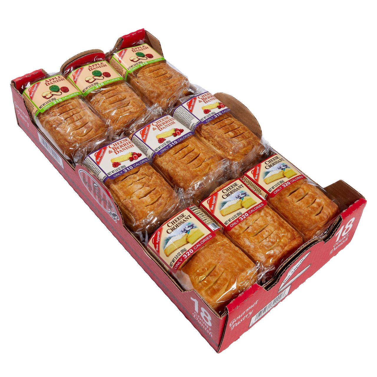Bon Appetit Gourmet Danish Variety Pack, 3 oz, 18-Count - Image 1