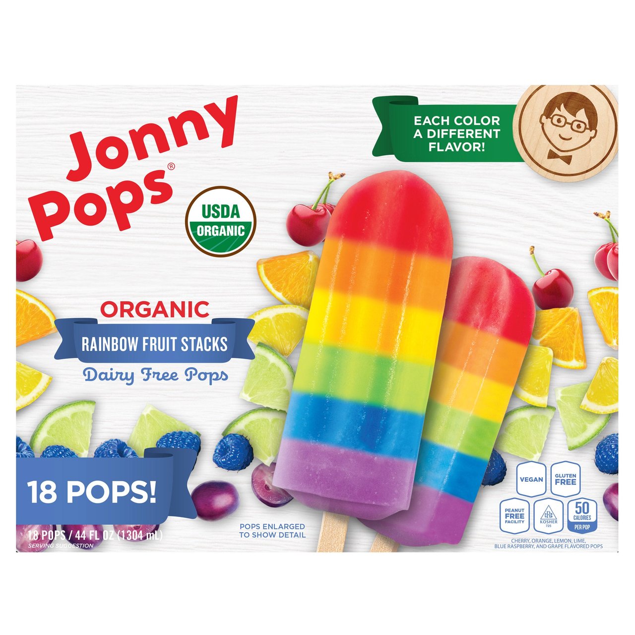 JonnyPops Organic Rainbow Fruit Stack 18 CT 44 Ounces - Image 1