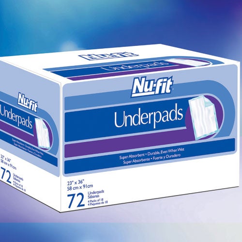 NuFit Disposable Underpads Large 23" x 36", 72 CT