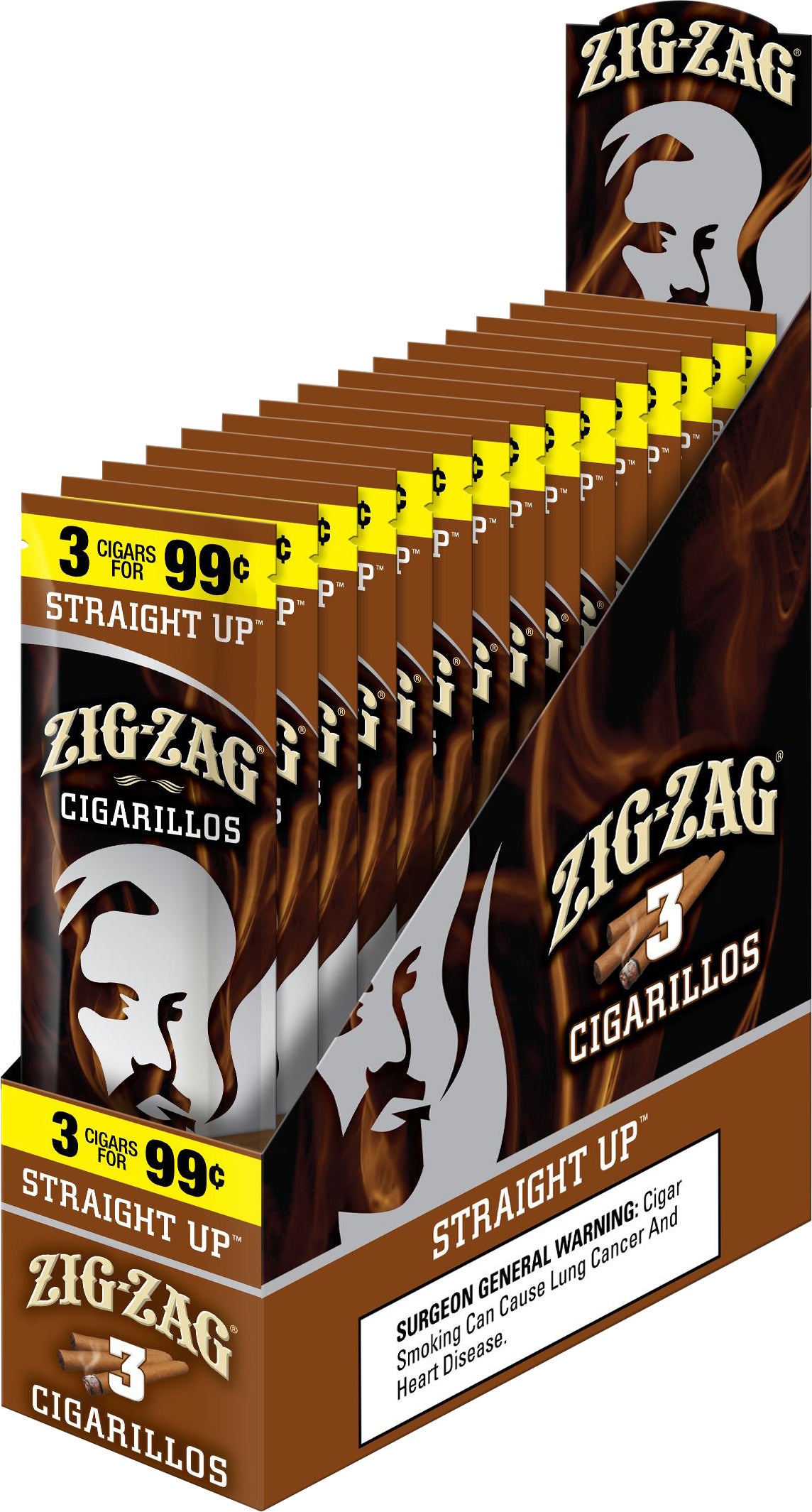 Zig Zag Cigarillos Straight Up 3/$0.99 Pre-Priced - 15 Packs of 3 Foil Pouches