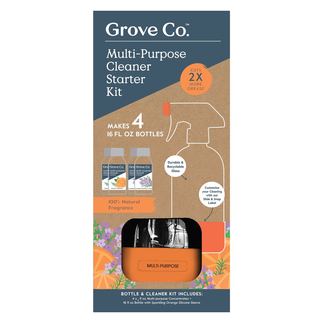 GROVE CO. MULTI-PURPOSE CLEANER 4 BOTTLES 16 OUNCES - Image 1