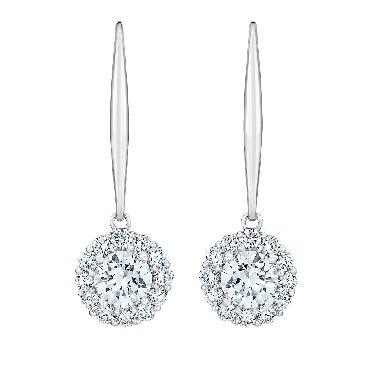 14kt White Gold VS2 I 1.00 CTW Round Diamond Dangle Earrings - Image 1
