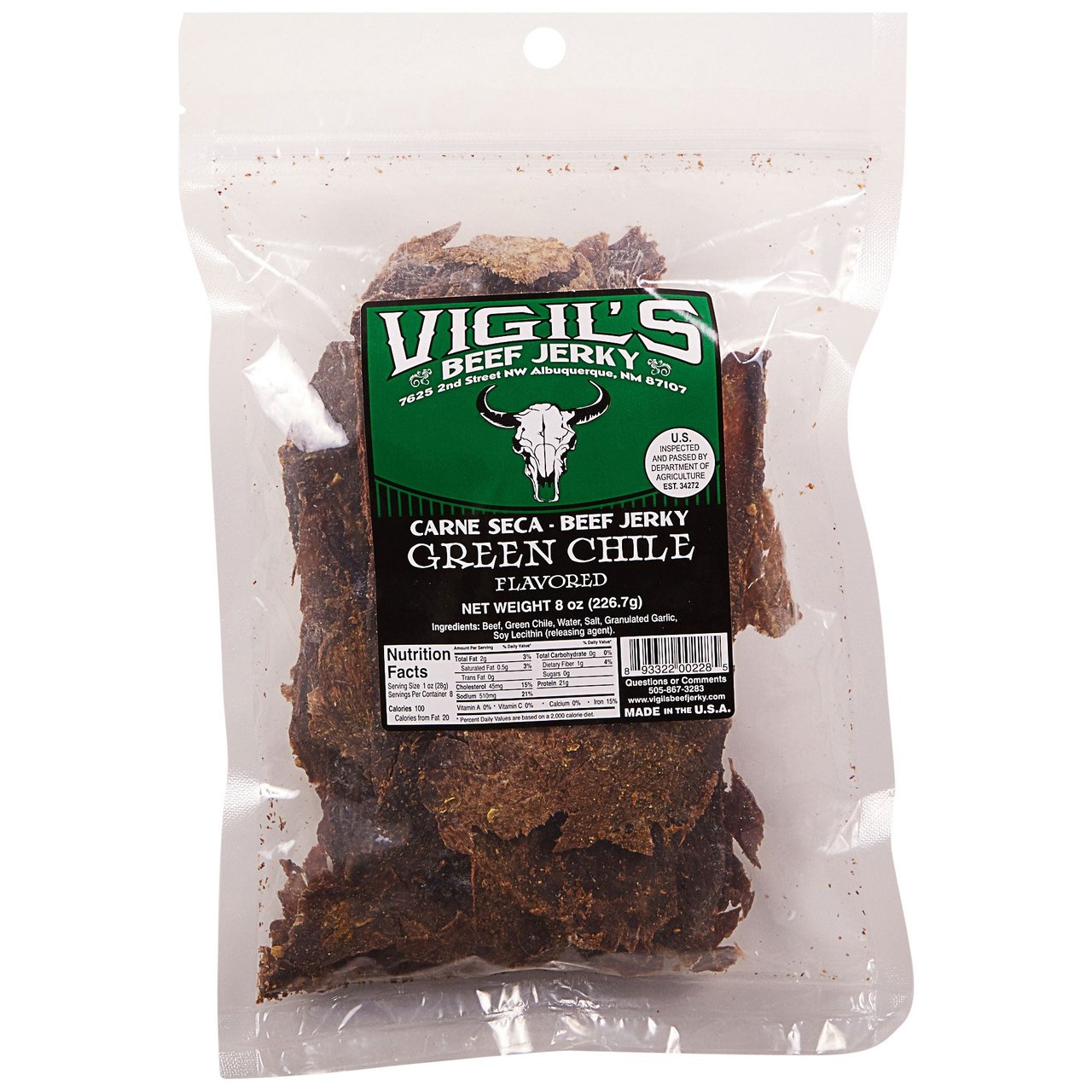 Vigil's Beef Jerky Green Chile 8 oz
