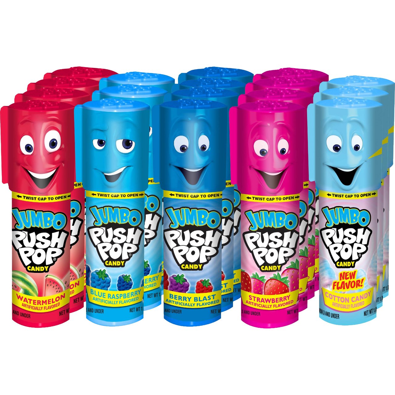 Bazooka Jumbo Push Pop Candy, Variety Pack, 1.06 oz, 18-Count