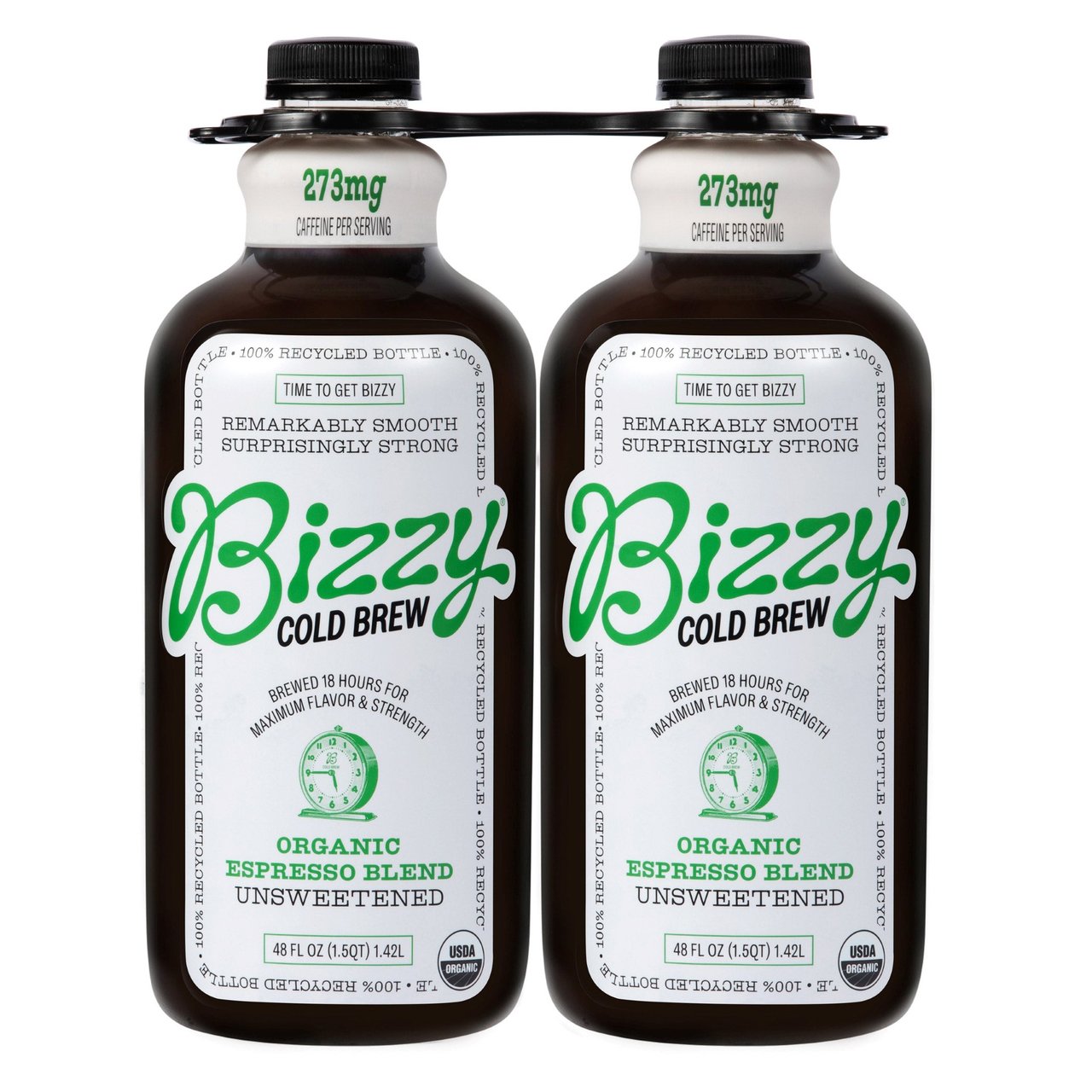 Bizzy Organic Espresso Blend Cold Brew Coffee, Unsweetened, 2-Pack, 48 fl oz Each - Image 1