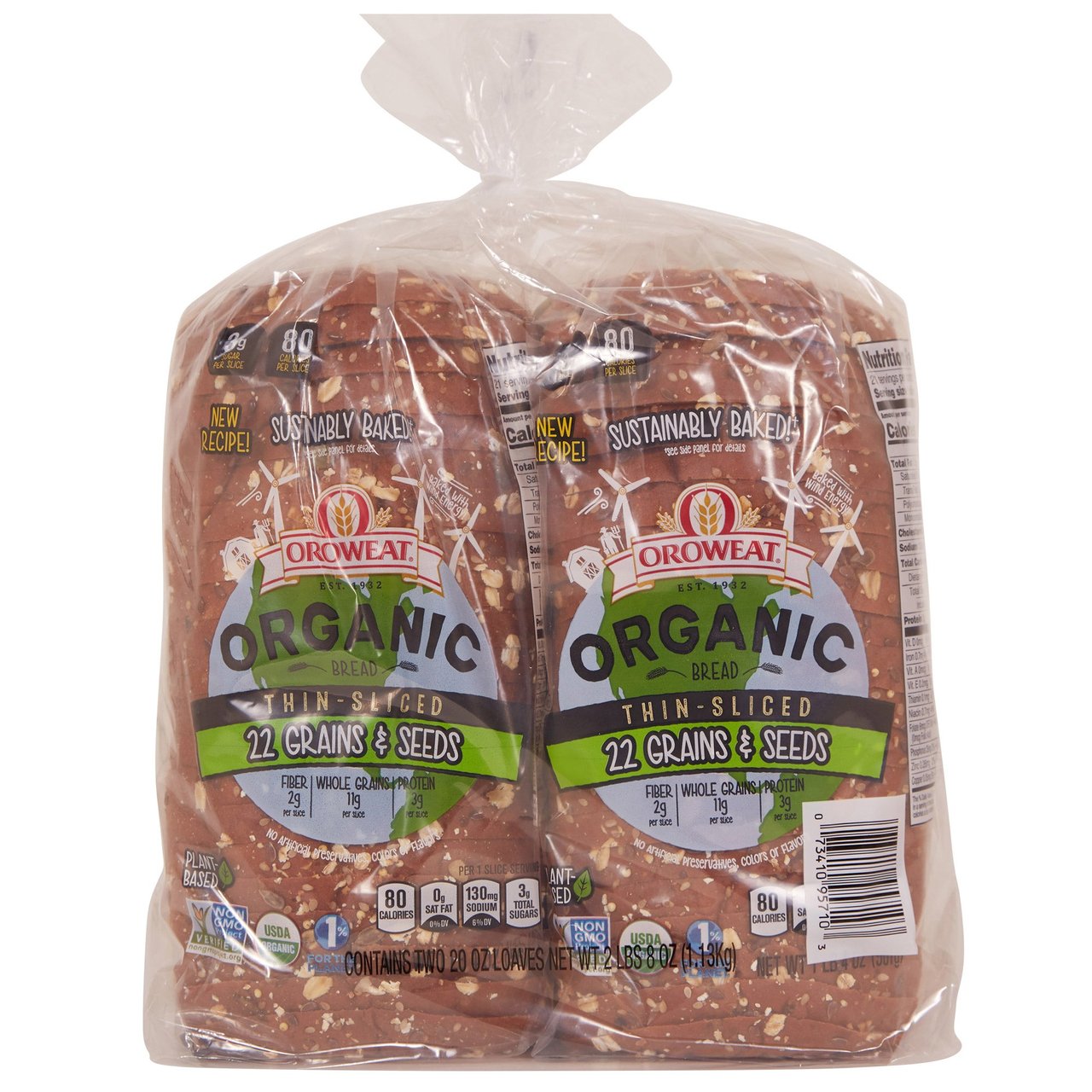 Oroweat Organic 22 Grains and Seeds Bread, 2 x 20 oz - Image 1