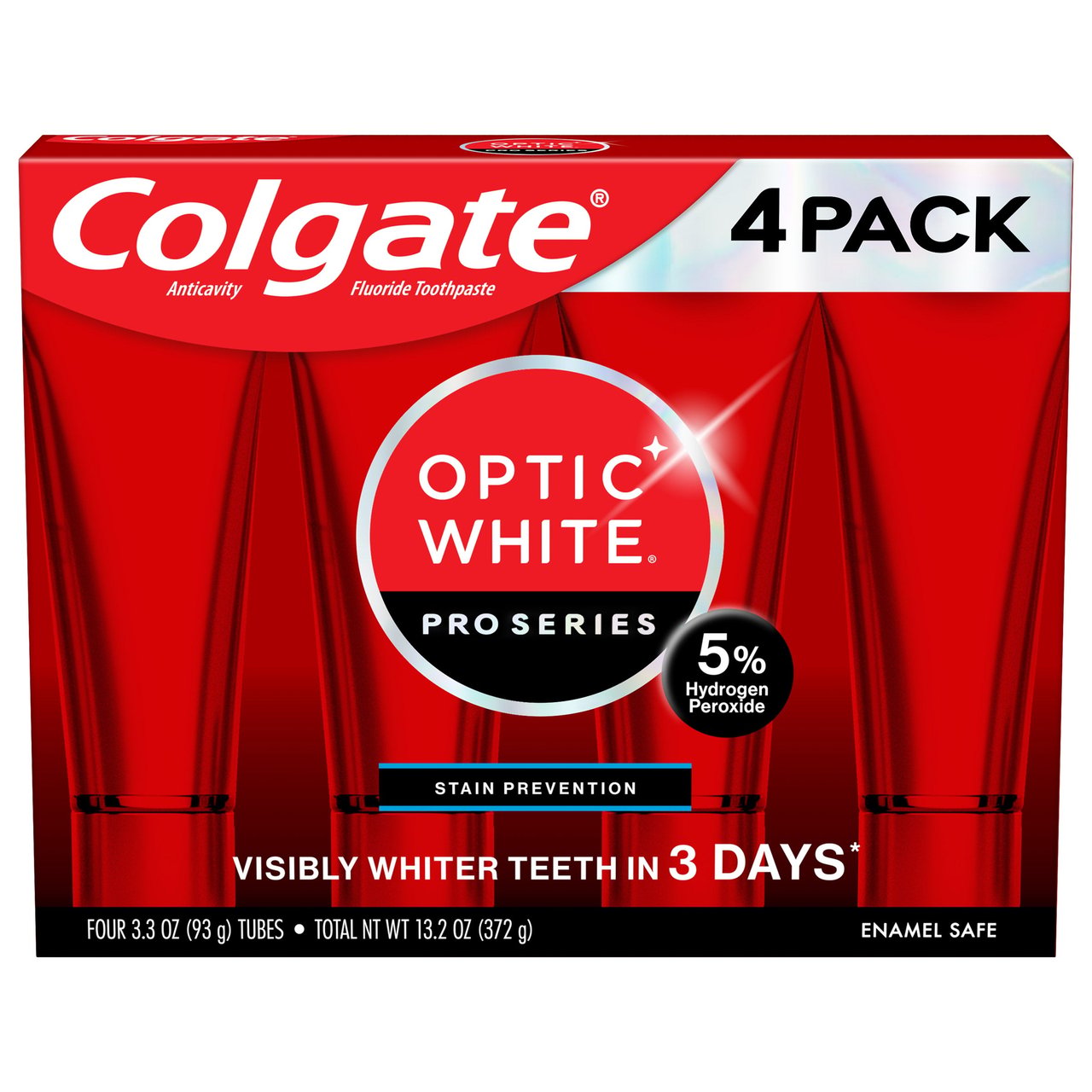 Colgate Optic White Pro Series Whitening Toothpaste, 3.3 oz, 4-Pack