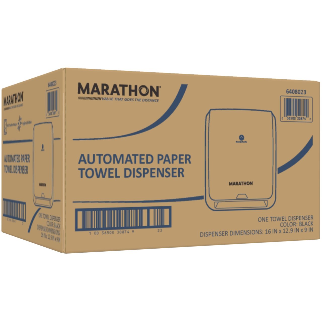 Marathon Touchless Auto Roll Paper Towel Dispenser, Black - Image 1