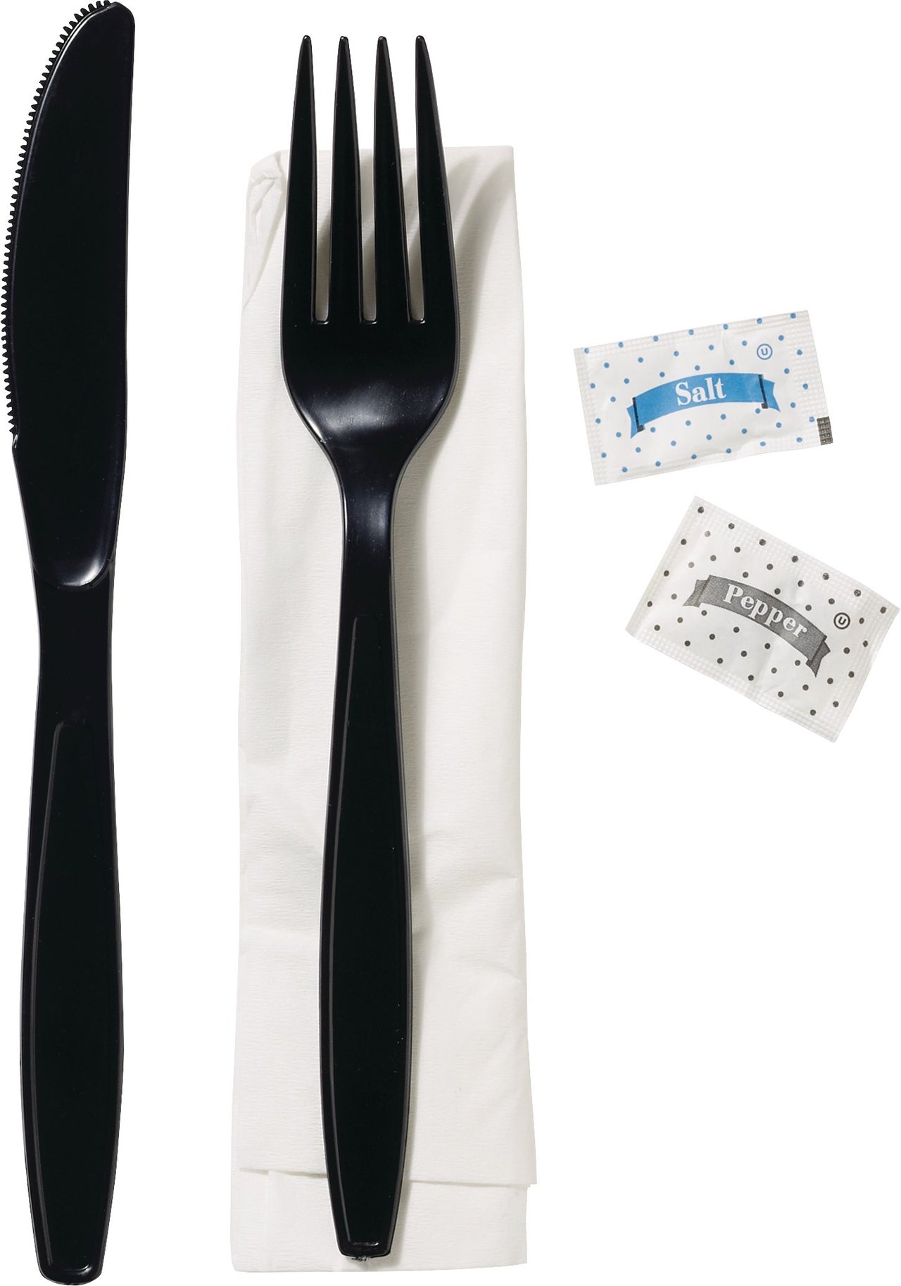 Vital International Solutions Plastic Cutlery Kit, Black, 5 PC/250 CT - Image 1