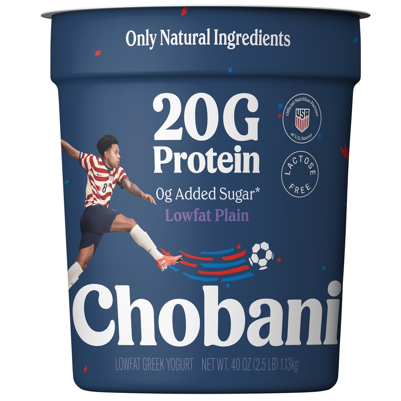 Chobani 20g Protein Plain Greek Yogurt, 40 oz (2.5 lbs) - Image 1