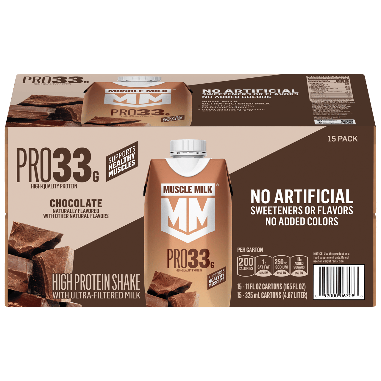 MUSCLE MILK PRO CHOCOLATE SHAKE 33G 15/11 FL OZ - Image 1