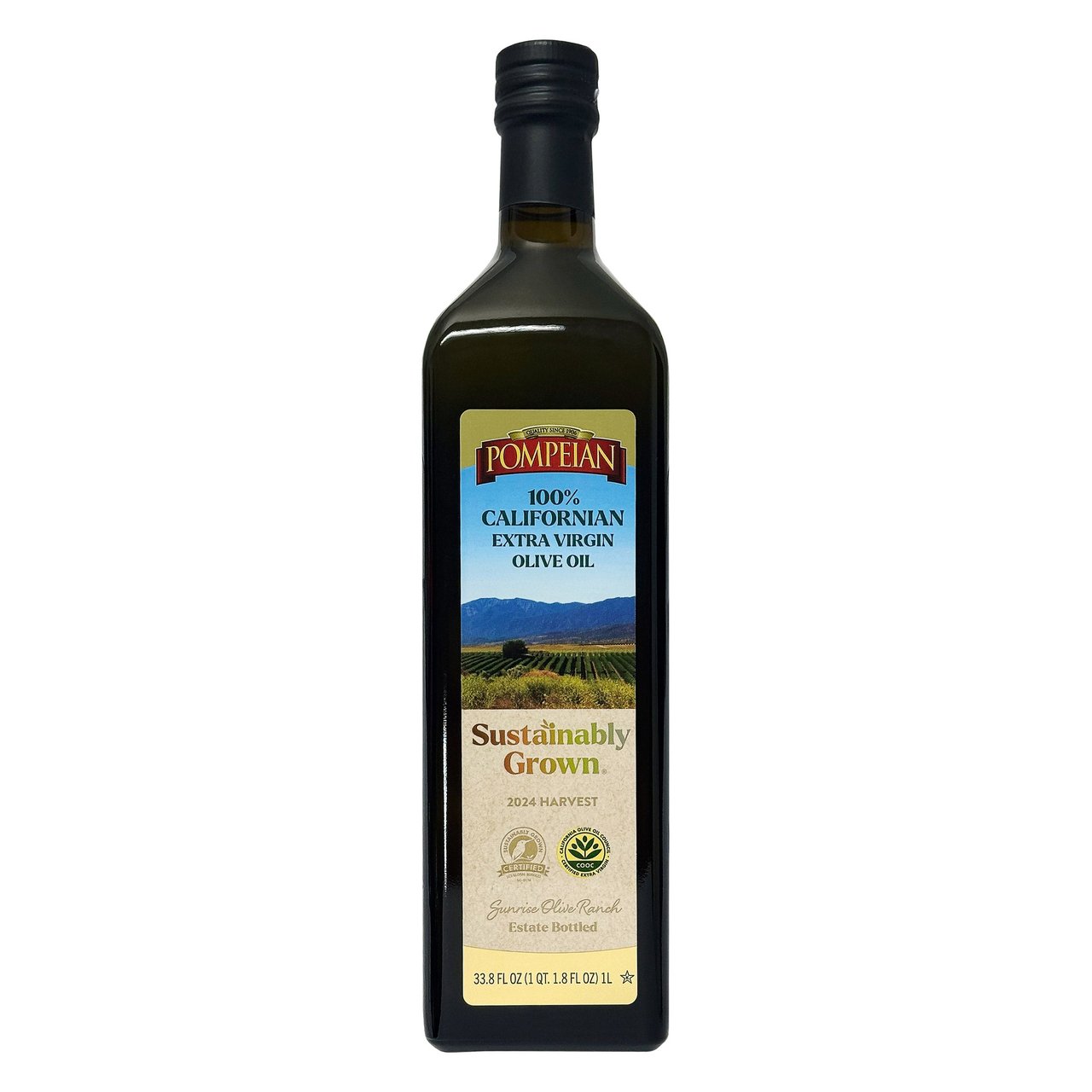 Pompeian Extra Virgin Olive Oil 100% California 1 Liter - Image 1