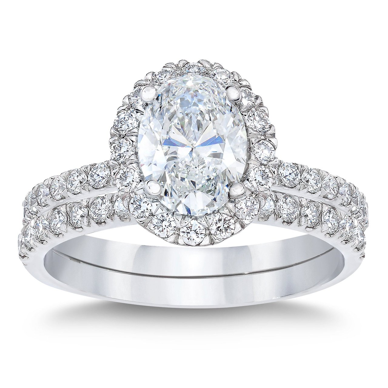 2.36CTW OVAL CUT PLATINUM WEDDING SET 1.71CT CENTER VS2 "G" - Image 1