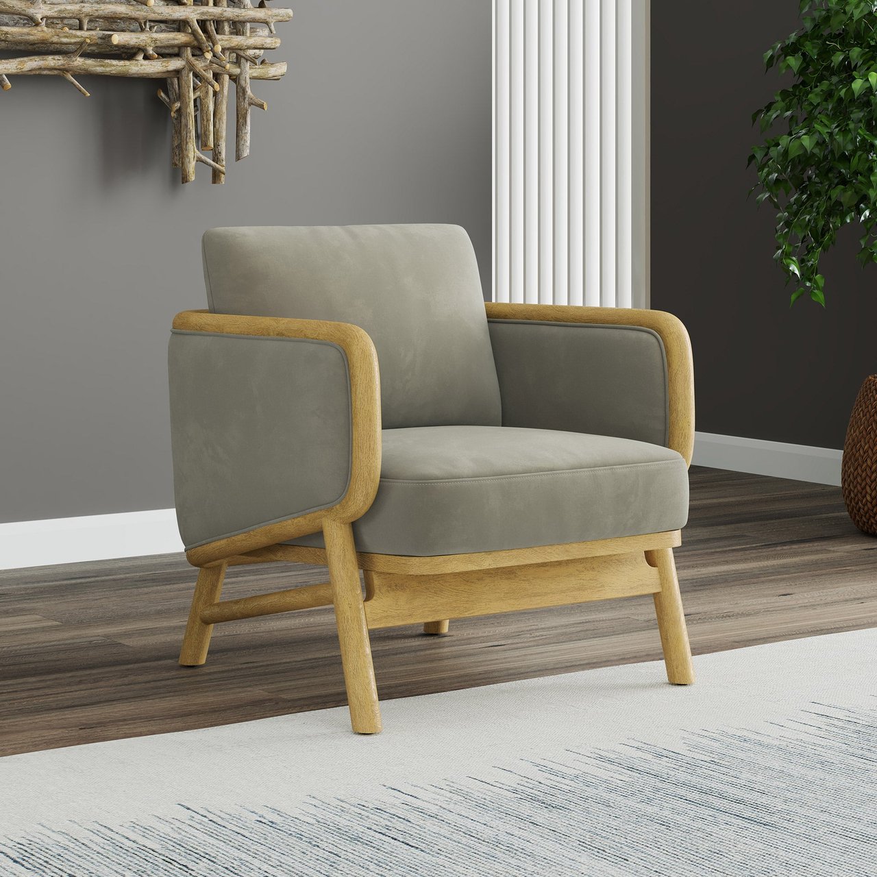 Thomasville Mokena Gray Fabric Accent Chair - Image 1