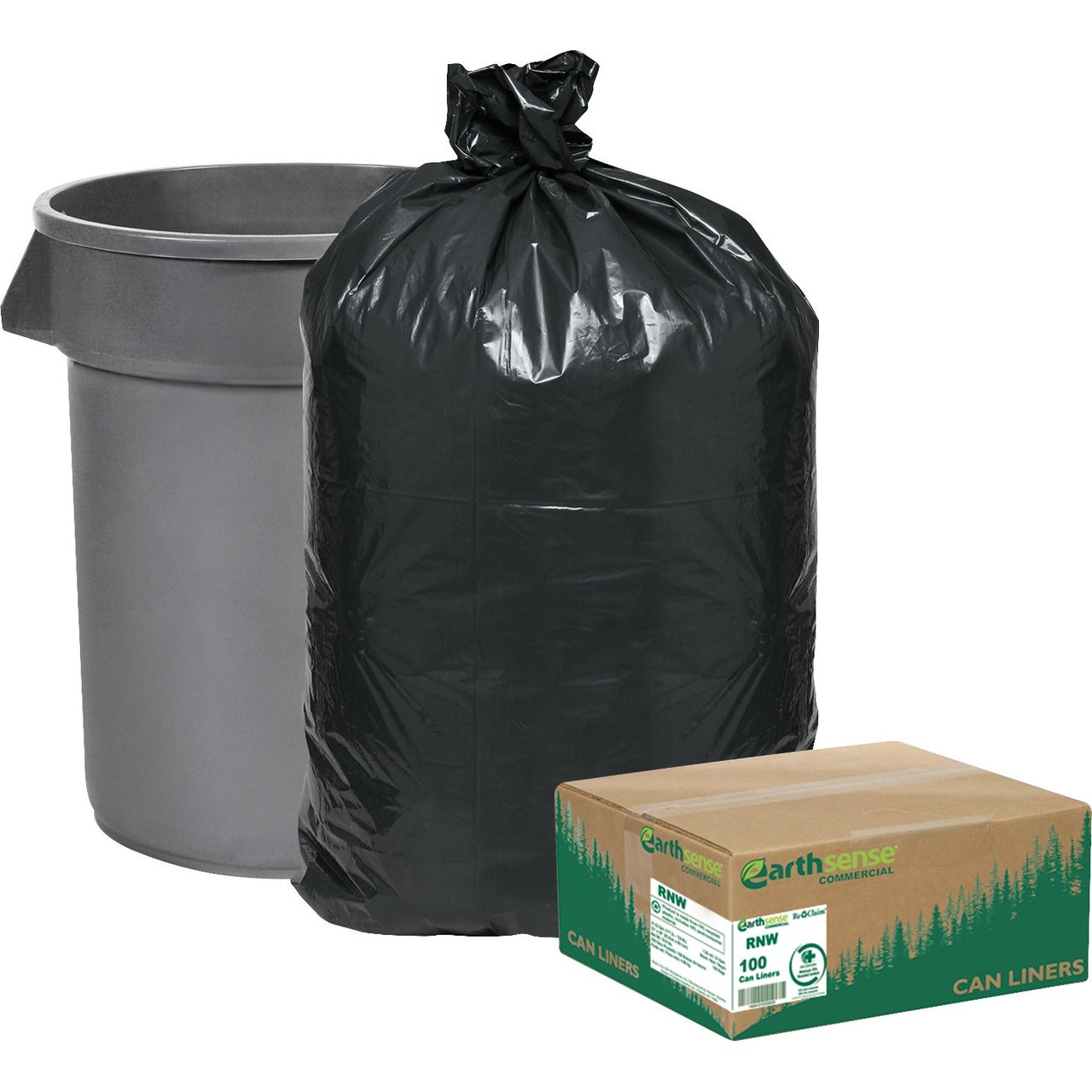 Webster Reclaim Super Extra Heavy Recycled Can Liners, 55-60 Gallon, 100 Count