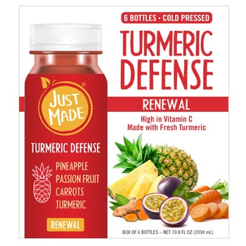 Just Made Turmeric Defense Renewal Cold-Pressed Juice, 6 x 11.8 oz
