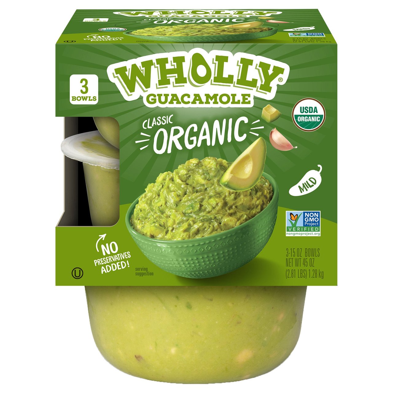 Wholly Guacamole Organic Guacamole, 15 oz, 3 ct - Image 1