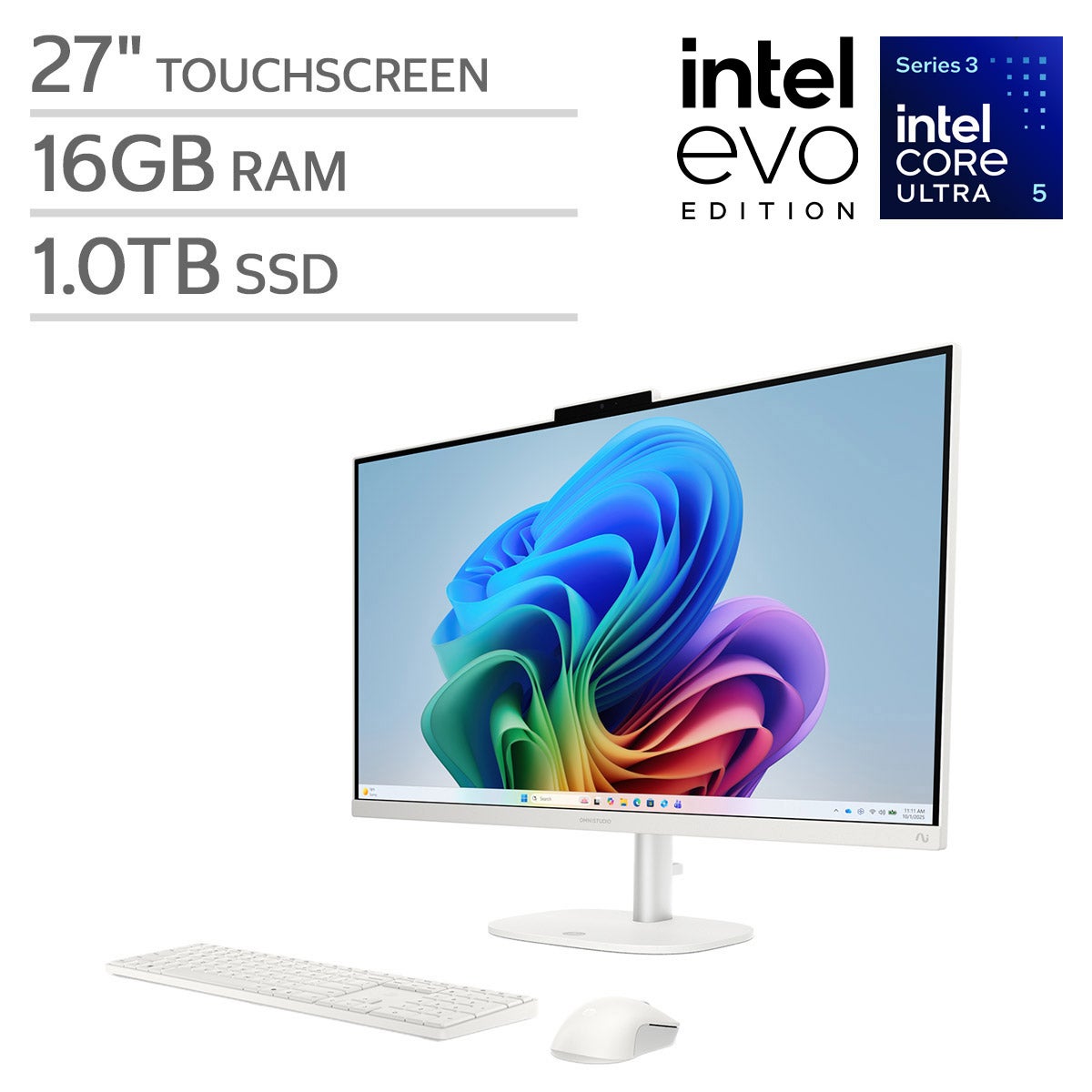 HP OmniStudio 27" All-in-One Desktop PC (27-CY0127C) - Intel Core Ultra 5, 16GB RAM, 1TB SSD - Image 1