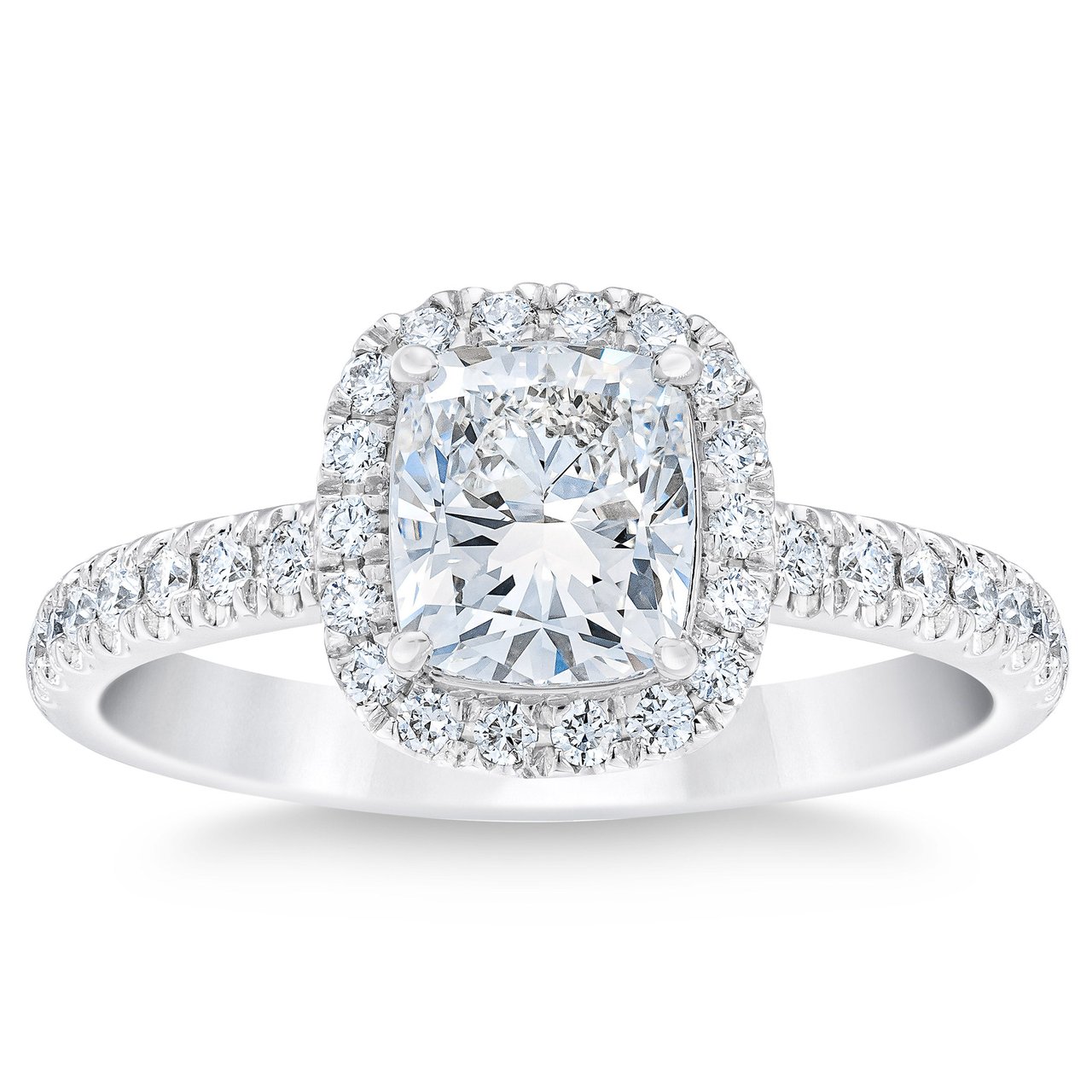 2.16 CTW Cushion Cut Platinum Wedding Ring, 1.62 CT Center, VS1 Clarity, G Color - Image 1